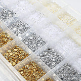 GZMAYUEN 920 Stück Gold Silber Flatback Perlen Für Nägel, Halbrunde Weiße Beige Nagelperlen, Kleine Halbrunde Flatback Perlen Für DIY Nail Art Decor