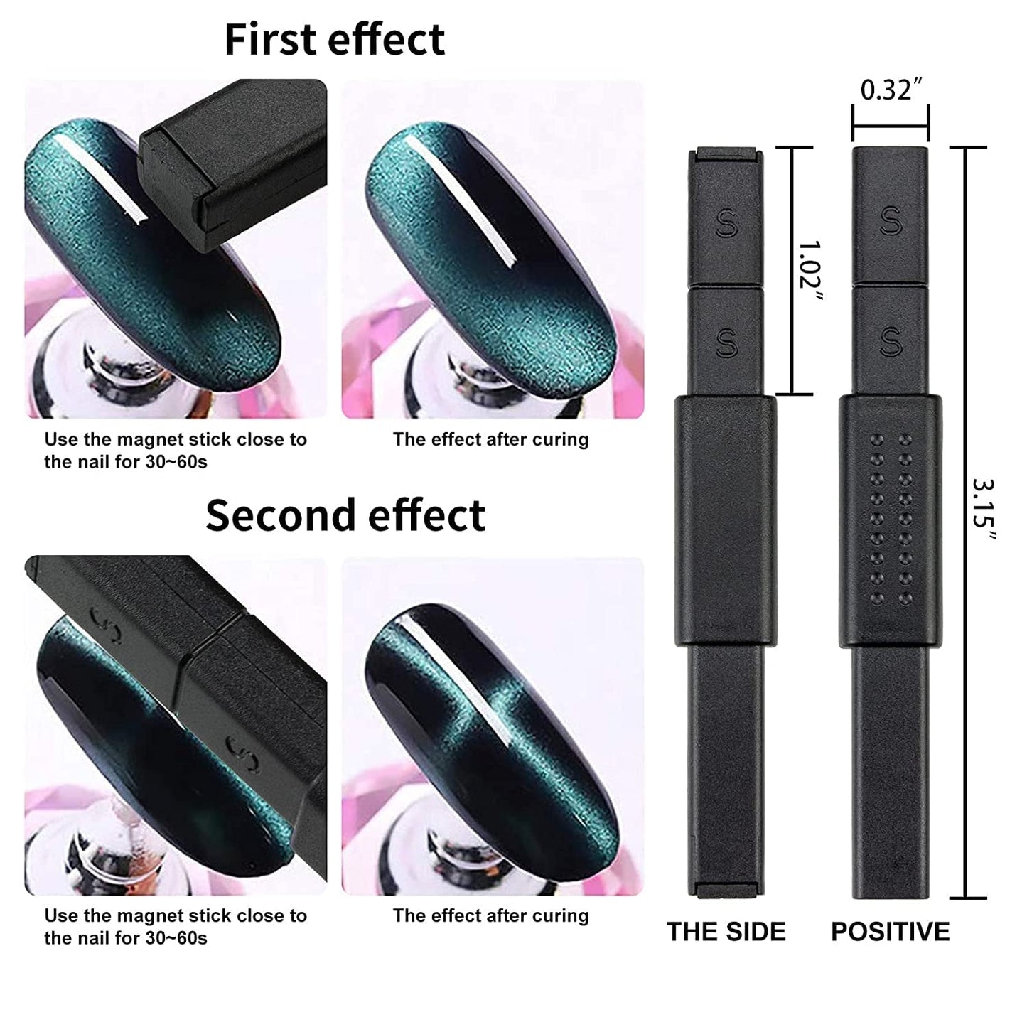 Nail Art Werkzeug Magnetstift, 10 Stück Nagel Magnet Stick Tool Set, Nagel Magnet Stift Und Starker Magnet Stock Punktierungsstifte Für DIY 3D Magnetics Katzenauge UV Gel Polnische Nagel Kunst
