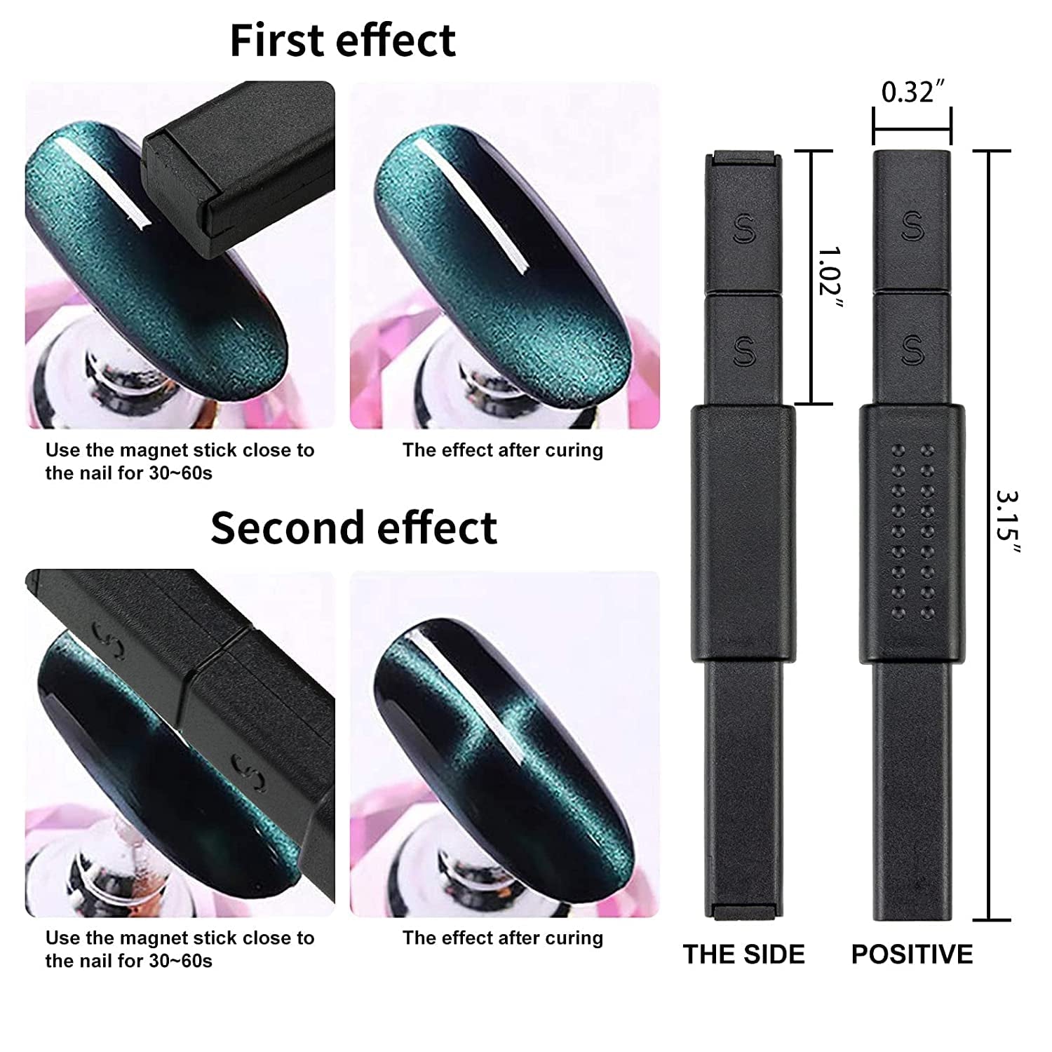 Nail Art Werkzeug Magnetstift, 10 Stück Nagel Magnet Stick Tool Set, Nagel Magnet Stift Und Starker Magnet Stock Punktierungsstifte Für DIY 3D Magnetics Katzenauge UV Gel Polnische Nagel Kunst
