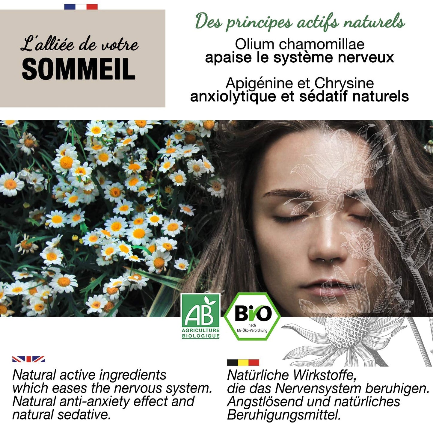 ORIGEENS Bio-Kamillenblütentee aus Europa, 100 g | Loser Blatttee, Bio-Tee für Schlaf und Verdauung | Deutsche Kamille | Zertifiziert und verpackt in Deutschland