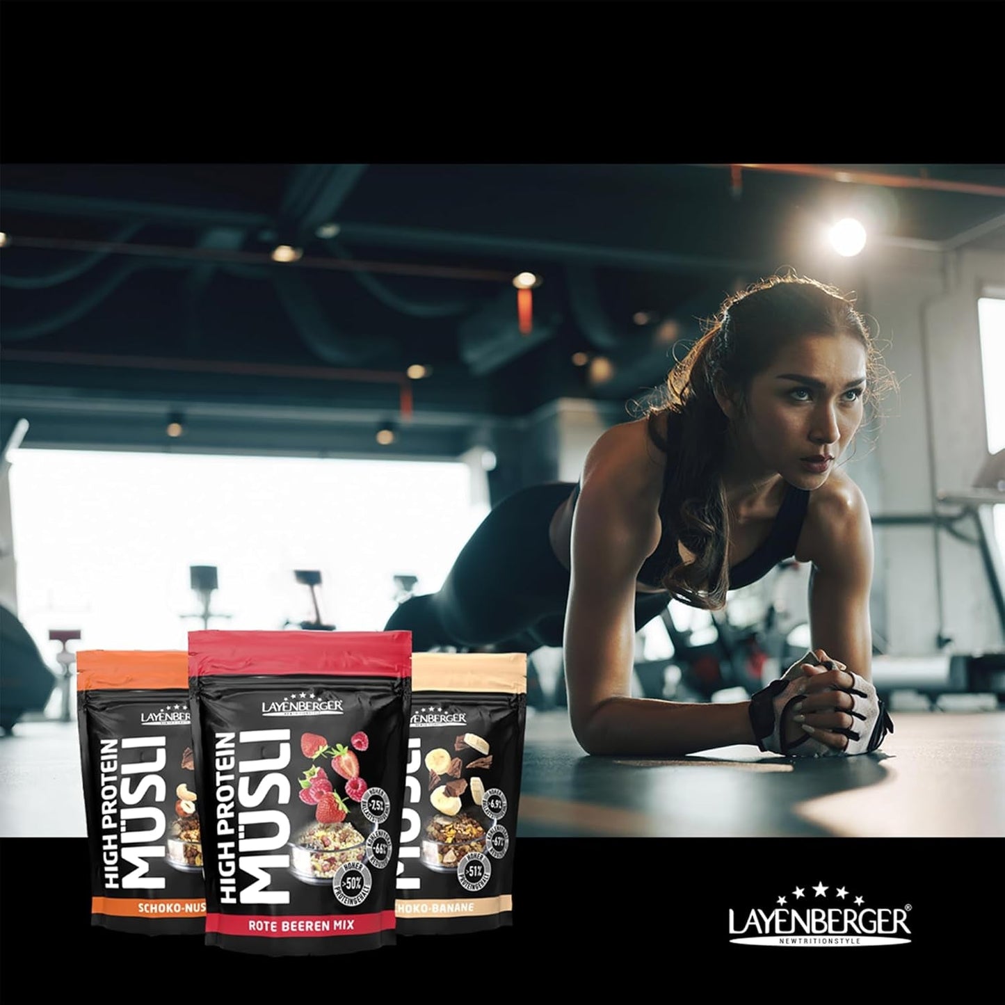 Layenberger 3K High Protein Müsli, 50% Eiweiß und 18% Kohlenhydrate - Einzelpackung (1X 390 G) - Schoko-Nuss Cerealien Naty Shop