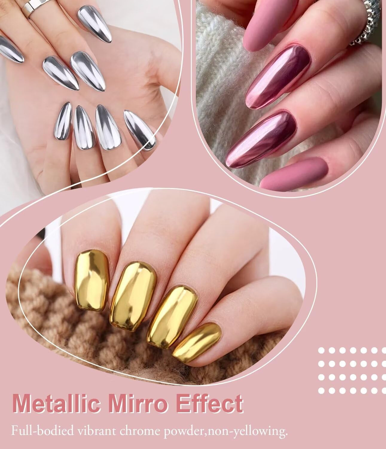 BISHENGYF Rose Gold Chrome Nail PowderNeue Upgrade Grosse Kapazitä Chrom PulverSuper-Spiegeleffekt Metall Mirror Chrome Powder –Neon Glassy Pearl Effect Glitter Nagelkunst Pulver Für DIY Salon