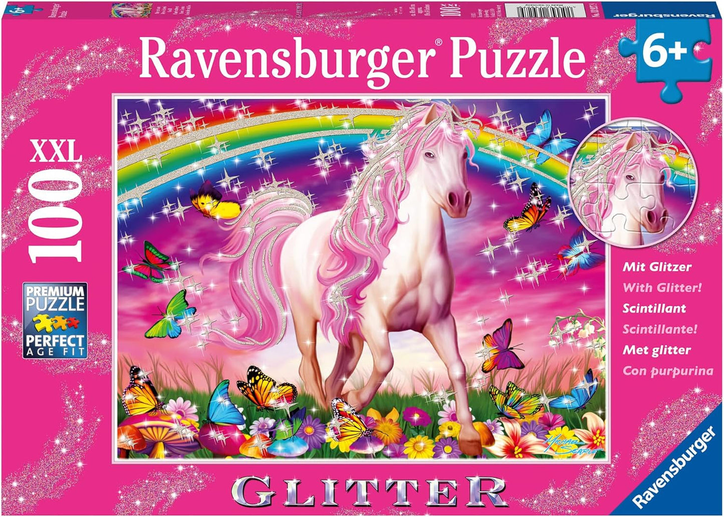 Ravensburger Kinderpuzzle - 13927 Horse Dream - Puzzle mit Pferden für Kinder ab 6 Jahren, mit 100 Teilen im XXL-Format, mit Glitzer. Puzzle Naty Shop Single
