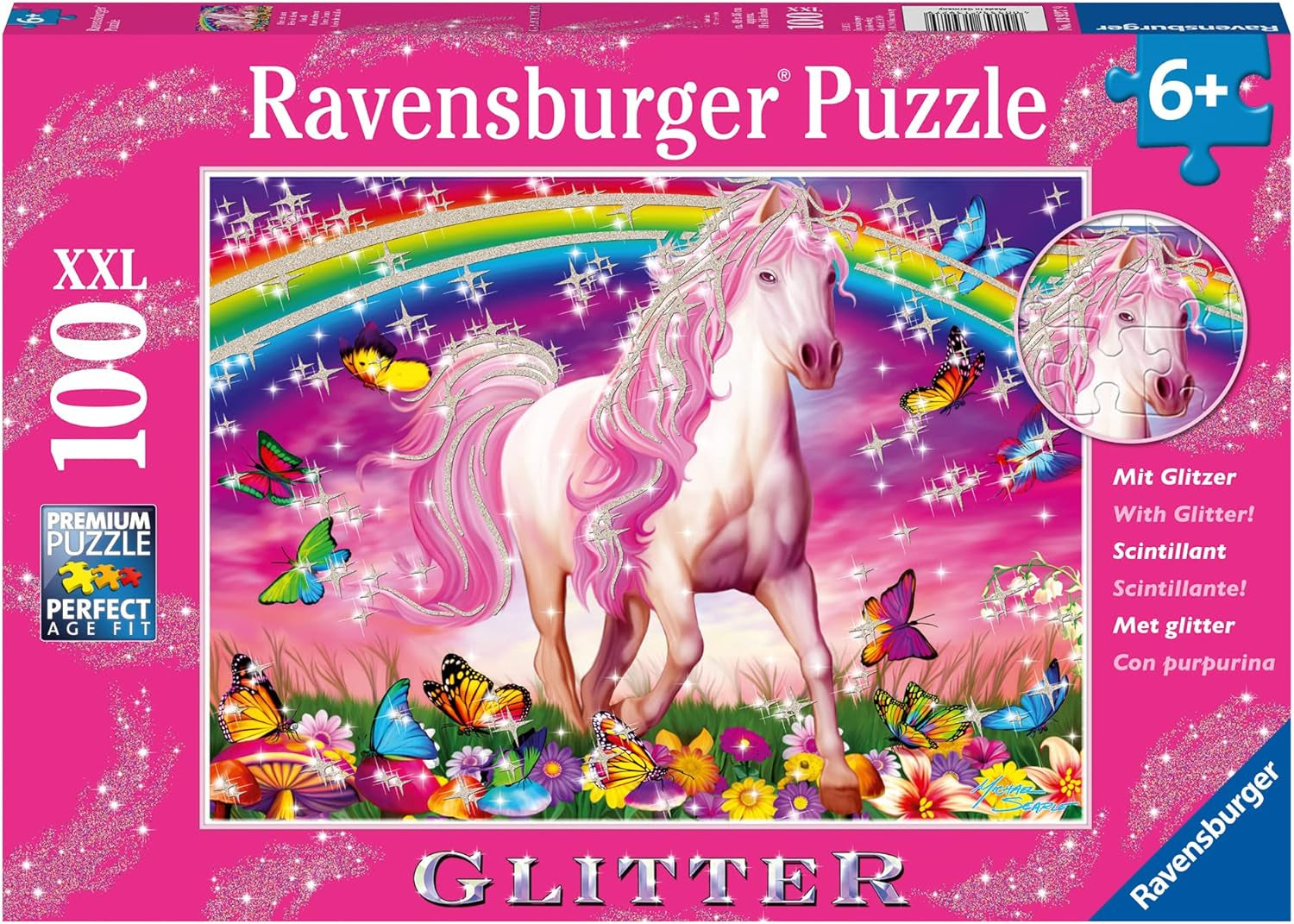 Ravensburger Kinderpuzzle - 13927 Horse Dream - Puzzle mit Pferden für Kinder ab 6 Jahren, mit 100 Teilen im XXL-Format, mit Glitzer. Puzzle Naty Shop Single