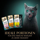 Sheba Portionsbeutel Nassfutter für Katzen, Multipack Fresh & Fine in Soße mit MSC-Huhn und Lachs, 6x6x50g - Feine Mahlzeiten für Katzen in Soße