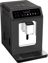 KRUPS Evidence One automatische Espressomaschine mit Milchschlauch, One-Touch-Cappuccino, 12 Spezialgetränke, 2-Tassen-Funktion, Farbdisplay, Espressomaschine, TÜV-Zertifikat, Schwarz, EA895N10