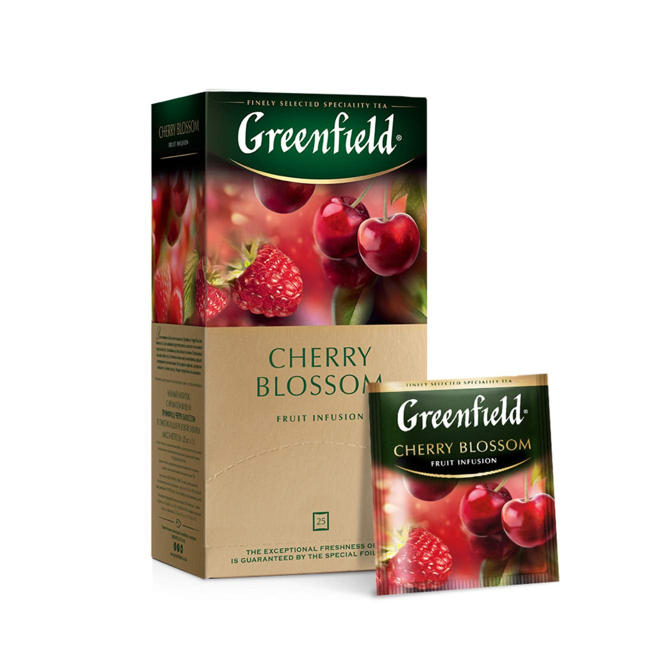 Greenfield-Kirschblüte, Hibiskus, Hagebutte, Apfel, Himbeere, Brombeere, Teebeutel (2G x 25), 50G