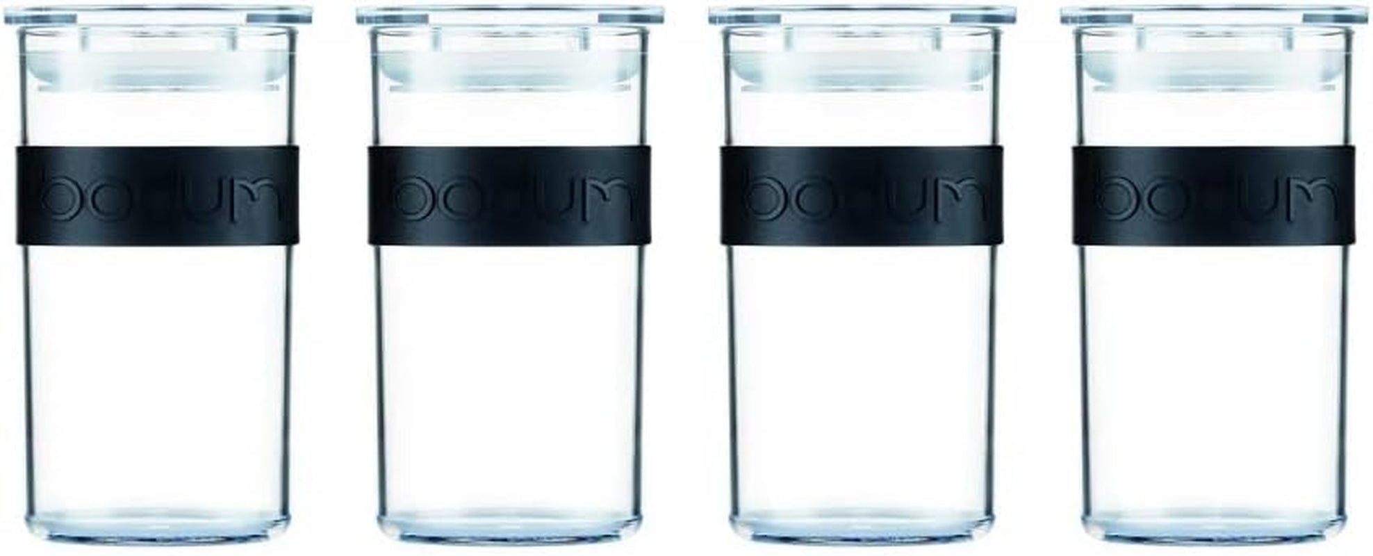 BODUM PRESSO Vorratsdosen, Kunststoff, Schwarz, 4 x 0,25 l, 3 x 0,6 l, 3 x 1 l, 2 x 2 l Frischhaltedosen Naty Shop Schwarz 0,25 L