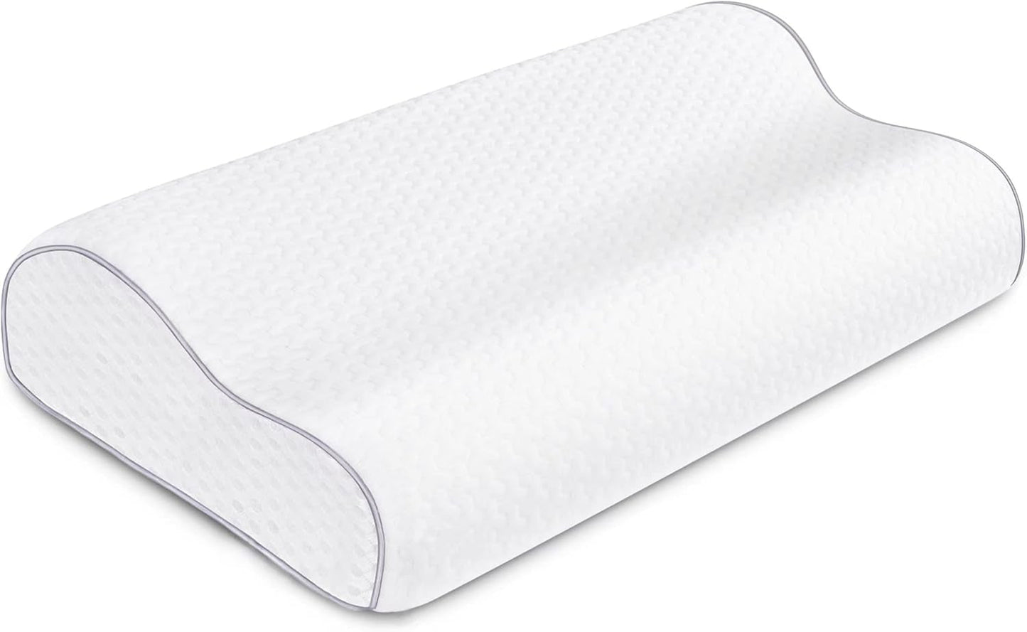 BDTFO Nackenschmerzen-Memory-Schaum-Kissen, orthopädisches Nackenkissen, Nackenstütze für Rücken, Bauch, Seitenschläfer mit waschbarem, atmungsaktivem Reißverschlussbezug, Nackenkissen, orthopädische Nackenkissen, Naty Shop Wave weiß