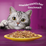 Whiskas 1+ Nassfutter für Katzen mit Huhn in Gelee, 28x85g (1 Packung) – Hochwertiges Nassfutter für ausgewachsene Katzen in 28-Portionen-Beuteln
