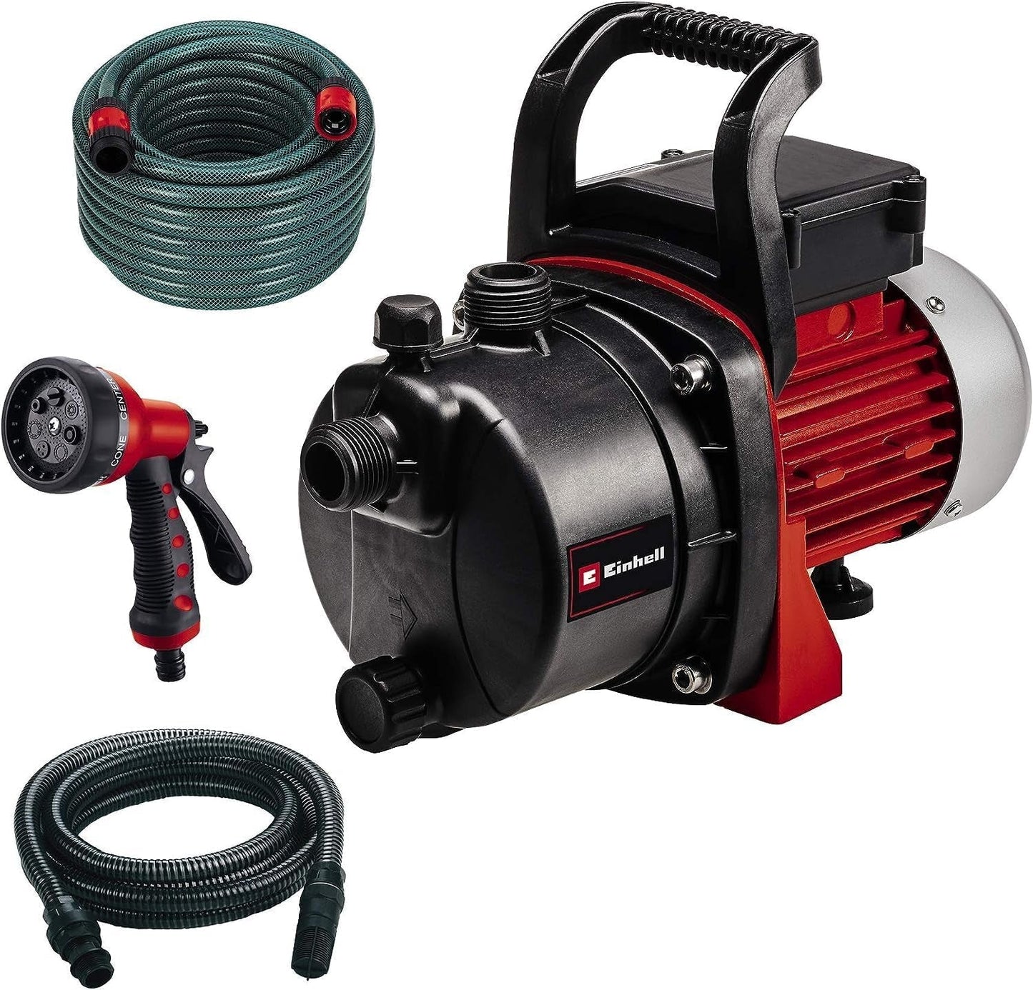 Gartenpumpen-Set Einhell GC-GP 6538 Set/I (650 W, max. 3,6 bar, Fördermenge 3800 L/h, Wassereinfüll-/-entleerungsschraube, inkl. 4 m Saugschlauch + 20 m Gartenschlauch + Spritzpistole)