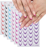 French Tip Nagelaufkleber – 6 Blatt selbstklebende Nail Art Schablonen – Nagelzubehör und Dekoration
