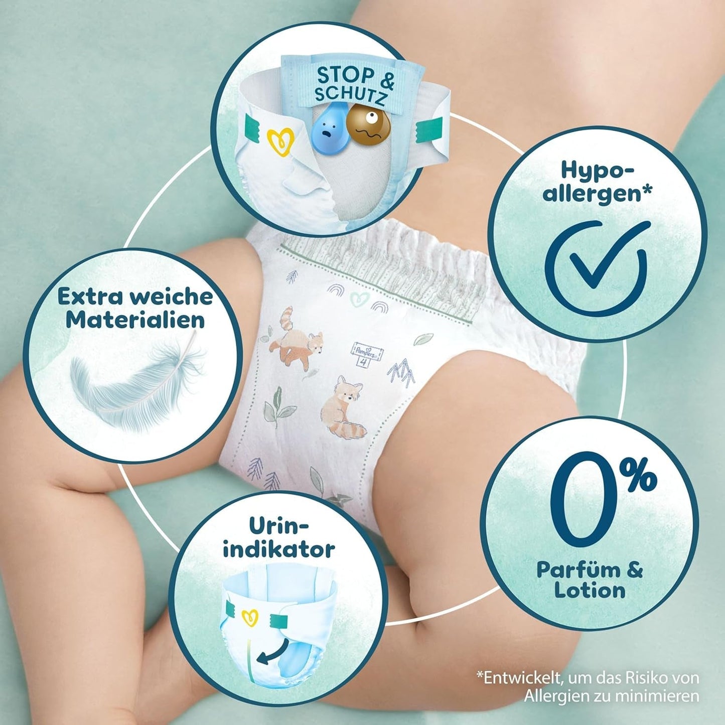 Pampers Harmony Windeln Größe 1, 180 Windeln, 2kg-5kg, sanfter Hautschutz mit 100% Pampers-Schutz