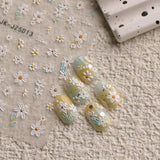 JMEOWIO 3D Nagelsticker Blumen Nail Art Sticker Selbstklebend Nagelaufkleber 5D Stereoskopisch Sommer Frühling Dekoration Nageldesign Zubehör 4 Blatt