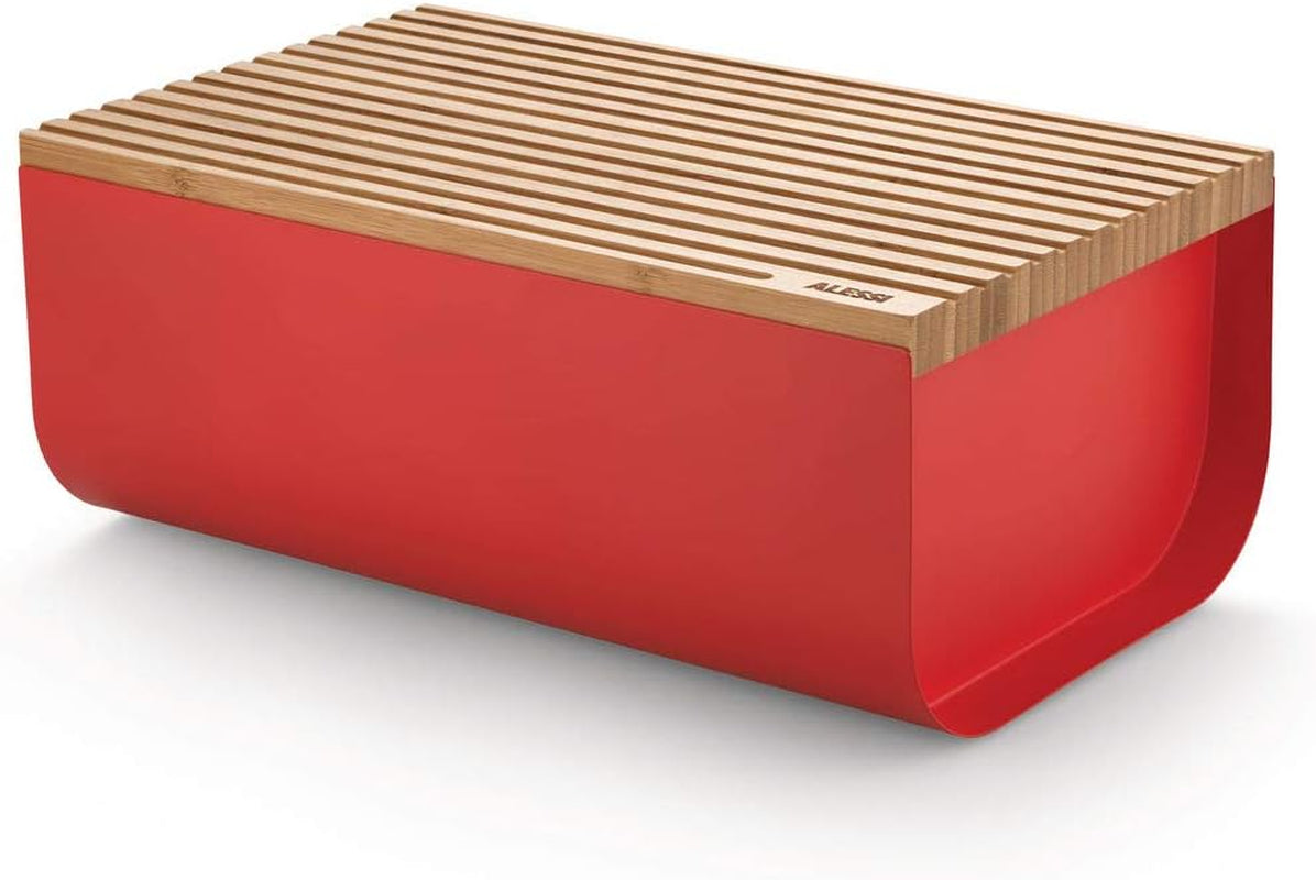 Alessi Mattina BG03 R – Brotkorb aus Edelstahl mit Epoxidharz und Bambusholz, rot. Aufbewahrungsboxen für Lebensmittel, Naty Shop, Rot, Einheitsgröße