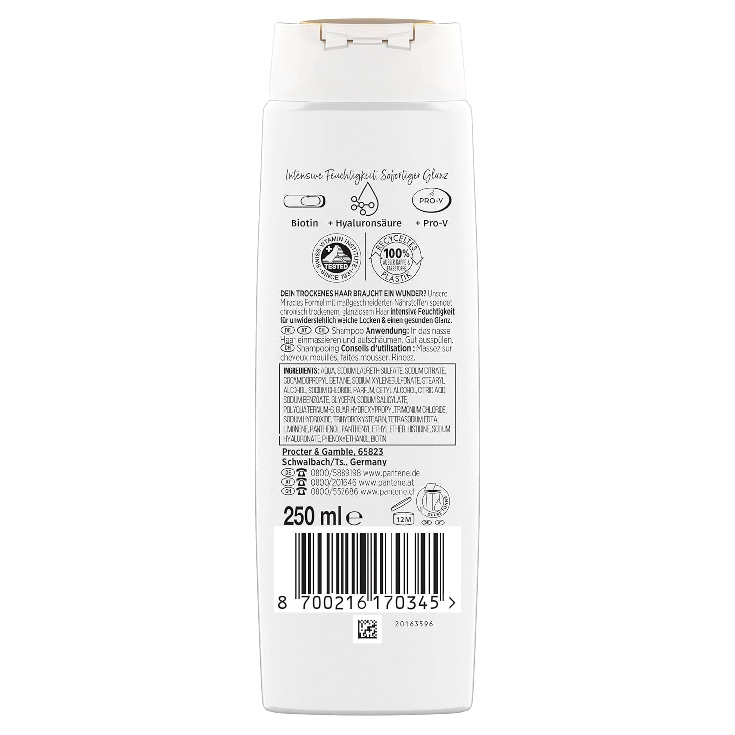 Pantene Pro-V Hydra Glow Feuchtigkeitsspendendes Shampoo mit Biotin für trockenes, strapaziertes Haar Pantene Dusche & Bad