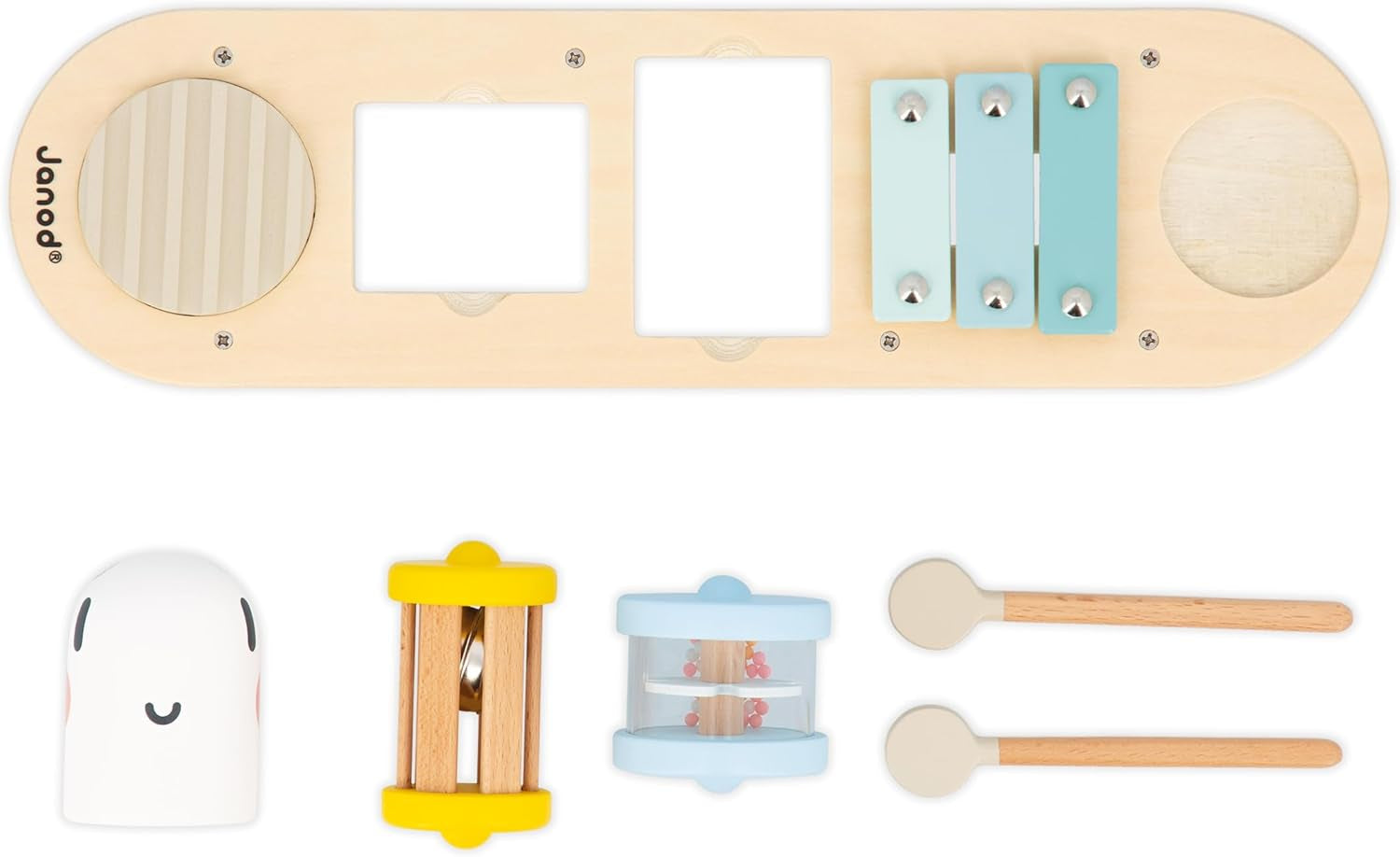 Janod – Musikstücke „Sweet Cocoon“ – 5 musikalische Aktivitäten für Kinder – Frühe musikalische Bildung – FSC-Holzspielzeug – Ab 12 Monaten, J04058 Babyspielzeug Naty Shop