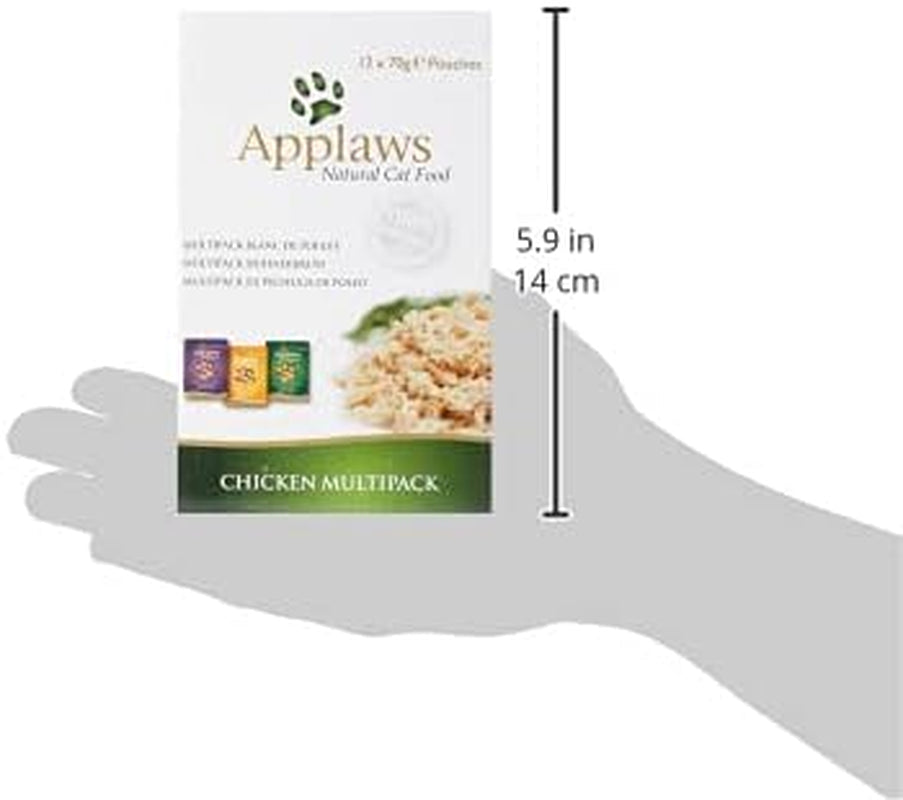 Applaws Premium Natural Nassfutter für Katzen, Auswahl an Huhn in Suppe, 70 g Portionsbeutel (12 x 70 g)
