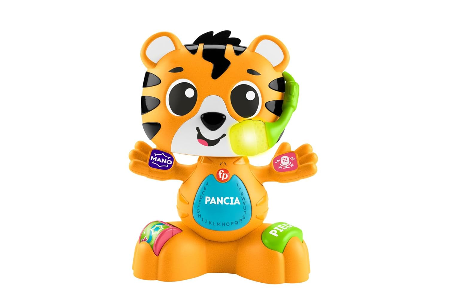 Fisher-Price Lernspielzeug für Babys und Kleinkinder, Beat Bande Learning & Dancing Tiger Justin mit Geräuschen und Lichtern für Babys ab 9 Monaten, italienische Version, HYL04 Bebe Naty Shop Toys Standardtitel