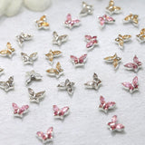 Mini Schmetterling Zirkon Nagel Schlüsselanhänger Y2K Weiß Champagner Rosa Strass Kristall Schmetterling Schlüsselanhänger Nägel 3D Schmetterling Nageldesign Schlüsselanhänger Schmetterling Nägel Dekoration Nail Art Schlüsselanhänger Nagelzubehör