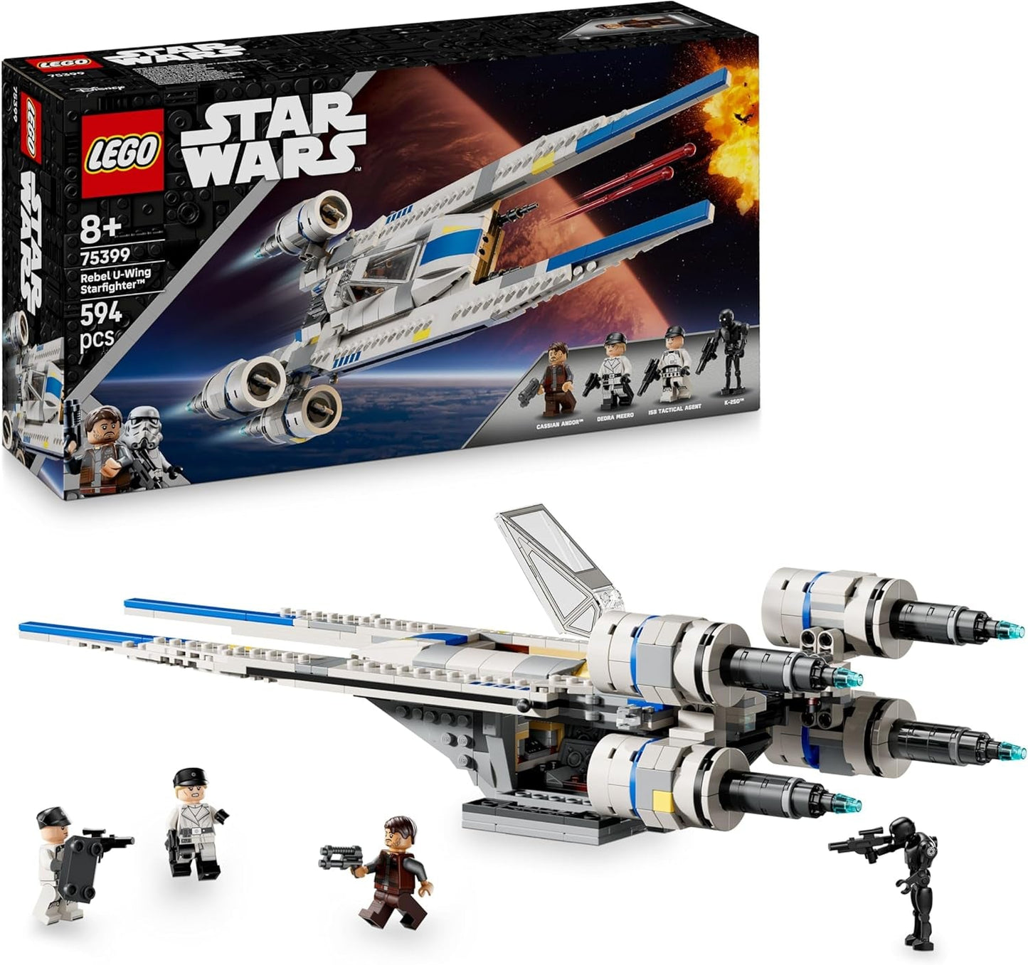 LEGO Star Wars 75399 Rebel U-Wing Starfighter – Spielzeug mit oszillierender Flügelfunktion und 3 Minifiguren, darunter Cassian Andor und K-2SO-Droidenfigur – Geschenk für Jungen ab 8 Jahren und Andor-Fans, Staffel 2. Bausätze. Beuche den LEGO-Store. Standardtitel