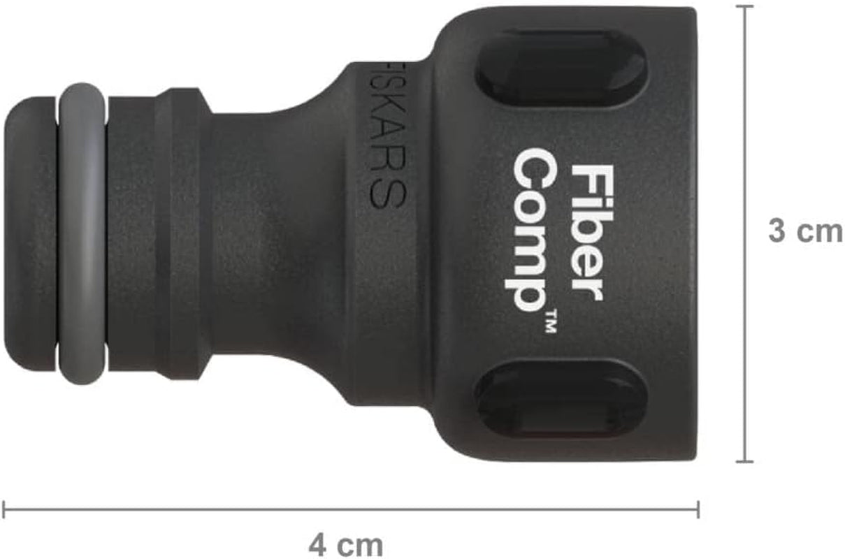Fiskars Wasserhahnanschluss, für Wasserhähne, Ø 21 mm (G 1/2"), FiberComp, Universalgröße, 10 g, Schwarz/Orange, 1027053
