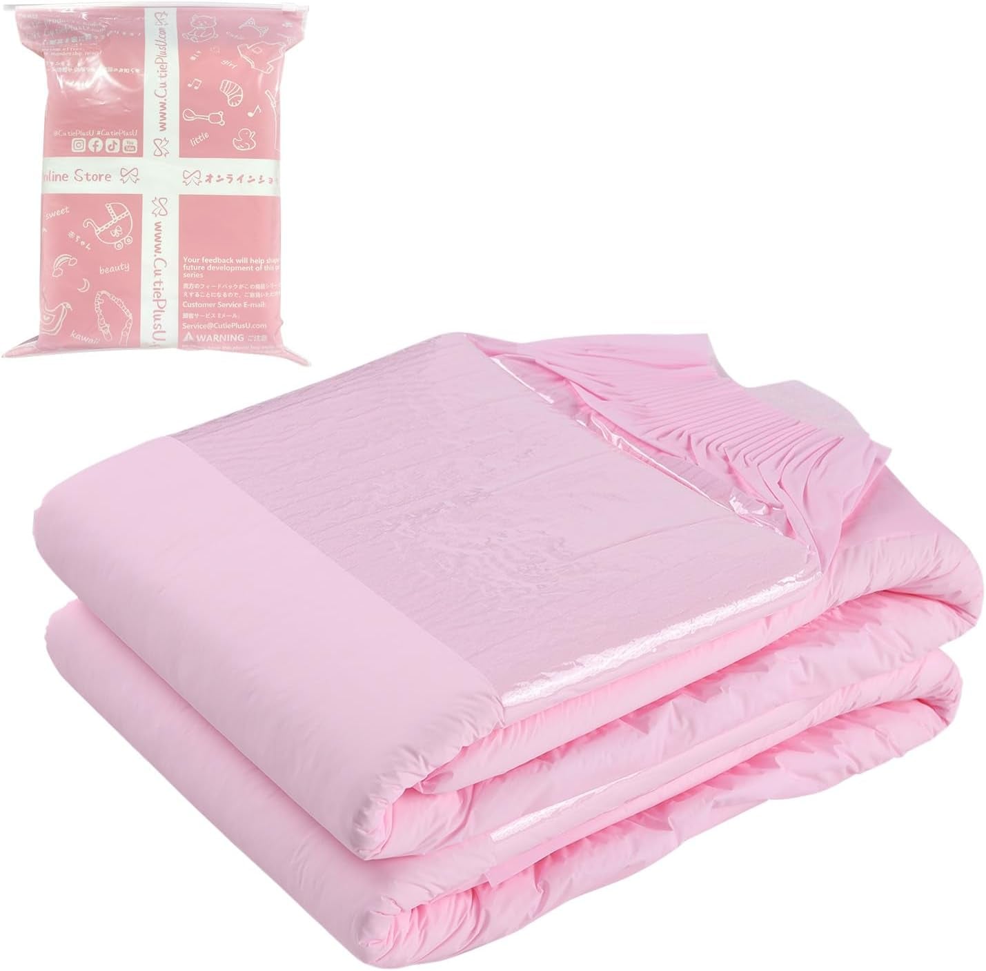 CutiePlusU Windeln für Erwachsene, trockene Oberfläche, maximale Saugfähigkeit über Nacht, Einweg-Inkontinenzwindel – Blau, 2er-Pack (Mittel 71–96 cm)