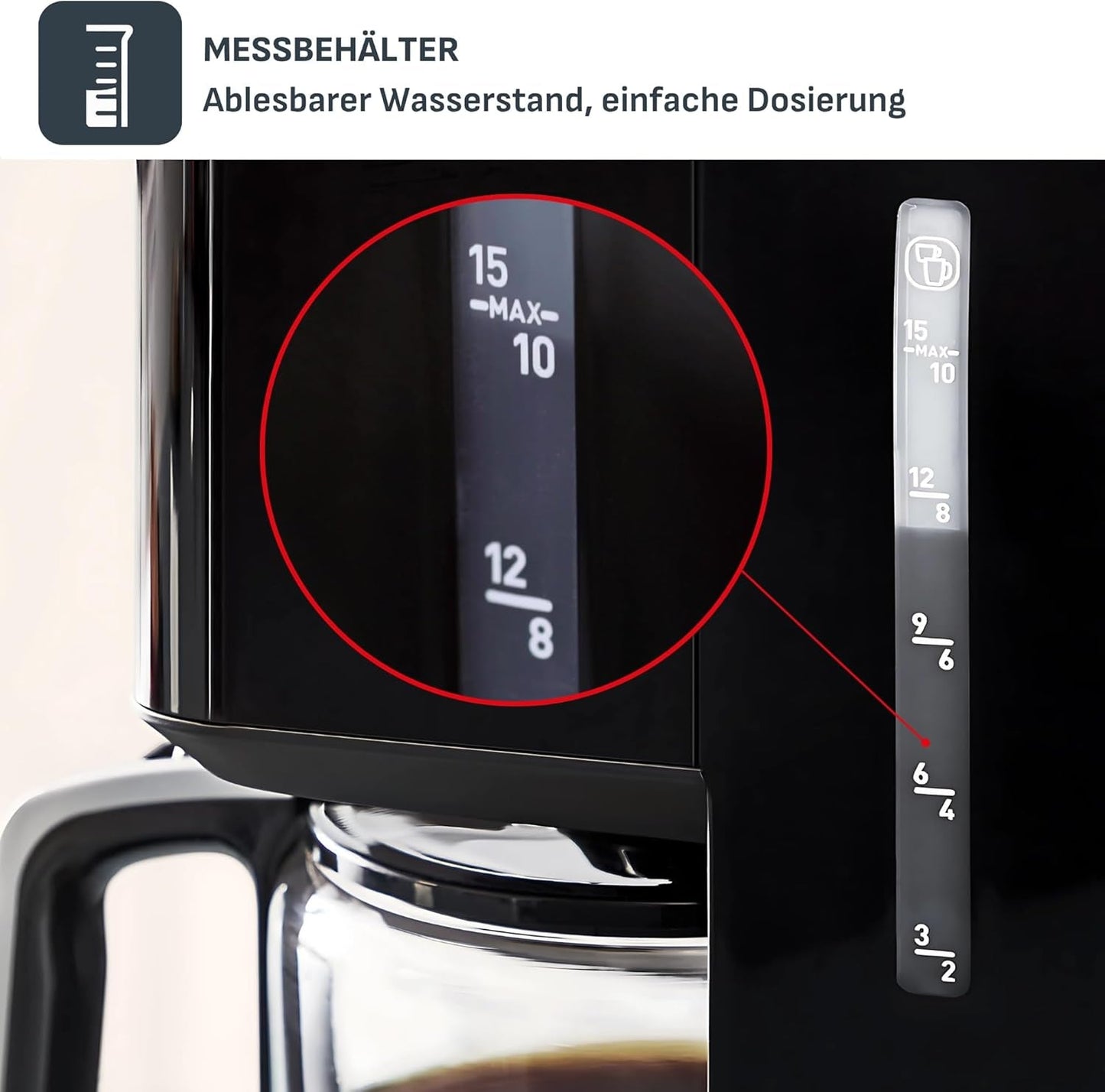 Tefal Smart'n Light Espressomaschine mit Timer, Espressomaschine mit programmierbarem Filter 1,25 l, Aromafunktion für intensives Aroma, Warmhaltefunktion, Anti-Tropf und leicht zu reinigen, Schwarz