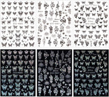 6 Blatt Schmetterling Nagelsticker Selbstklebend Laser Silber Schmetterlings Nagelaufkleber 3D Aurora Silber Schwarz Schmetterlinge Nagel Aufkleber Frühling Nageldesign Nail Sticker Nail Art Zubehör