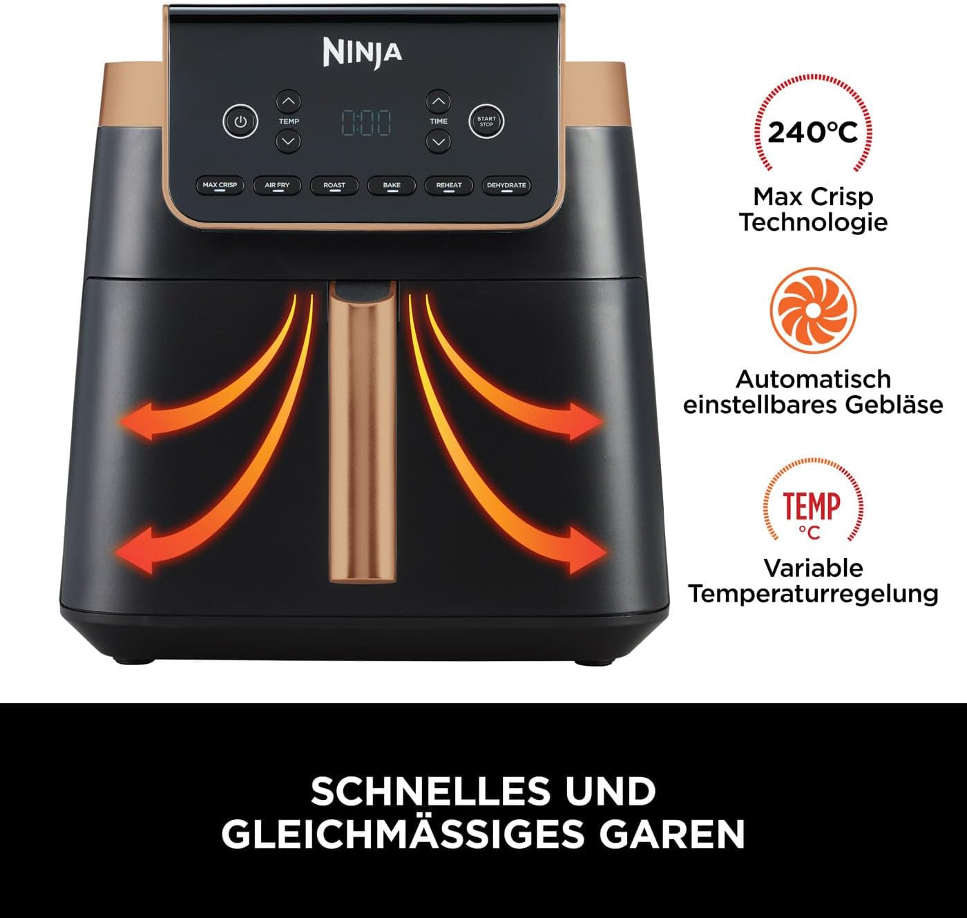Ninja Heißluftfritteuse MAX PRO AF180EUCP, 6,2 Liter, ölfrei Naty Shop Appliances