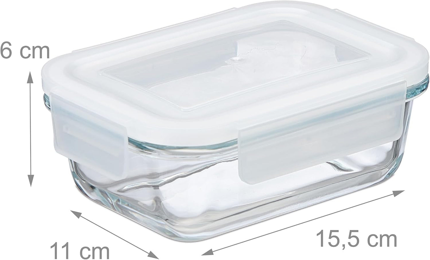 Relaxdays Glasbehälter mit Deckel, 6er-Set, 370 ml, Frischhaltedosen, Kunststoffdeckel, luftdicht, Glasbehälter, transparente Frischhaltedosen Naty Shop