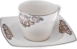 KARACA Nazende Espressotassen-Set aus Porzellan – 80 ml türkische Kaffeetassen mit Untertassen, 12-teiliges modernes Kaffeeservice mit 6 Kaffeetassen und 6 Untertassen, Mokkatassen – Weiß