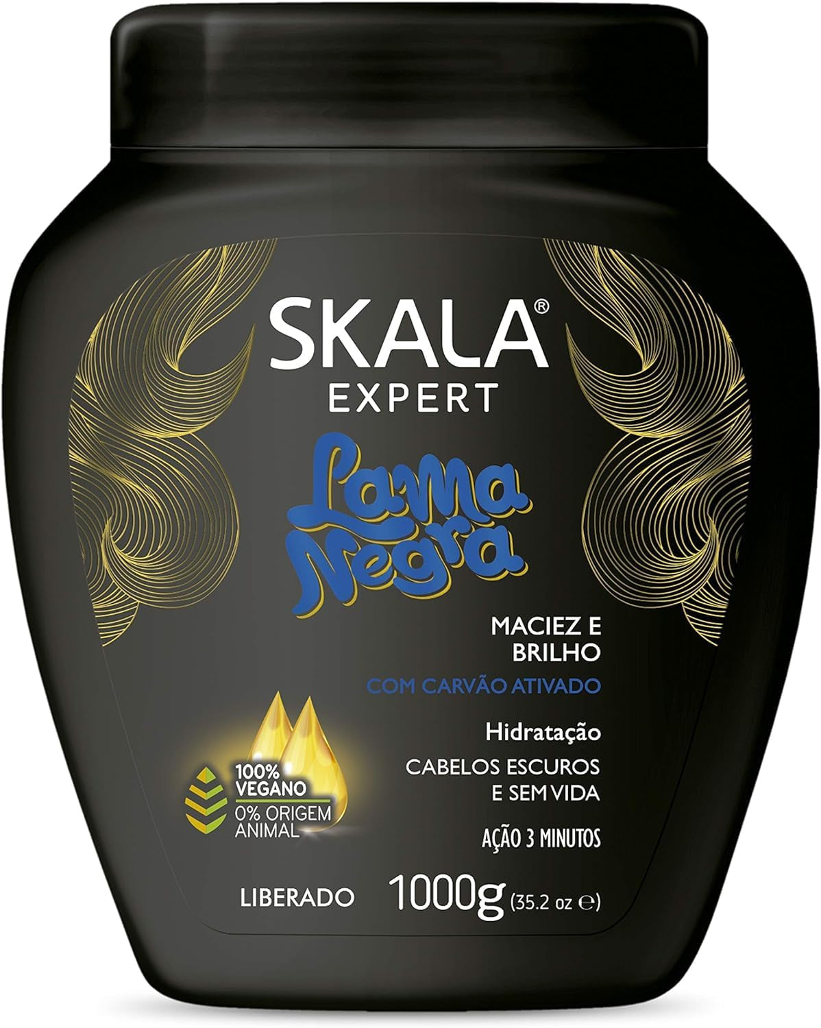 Creme de Tratamento Lama Negra 1 kg | Intensive Pflege für alle Haartypen | Feuchtigkeitscreme, mehrfarbig, 1-kg-Packung Naty Shop Haarmaske Standardtitel