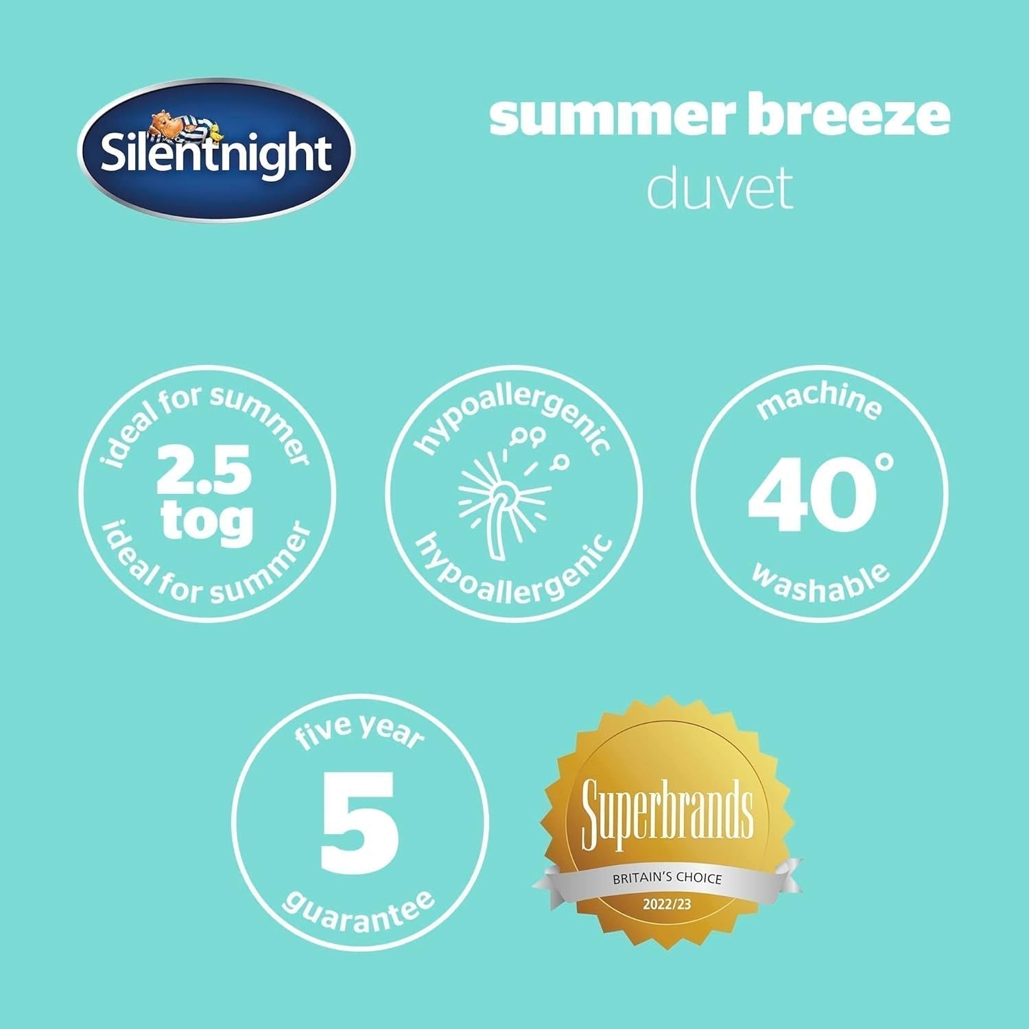 Silentnight Summer Breeze Bettdecke für Einzelbett, 2,5 Tog, leichte Sommerdecke, ideal für warme Nächte und heiße Schlafzimmer, hypoallergen und maschinenwaschbar, Einzelbett, 200 x 135 cm, Steppdecken und Steppdecken Naty Shop