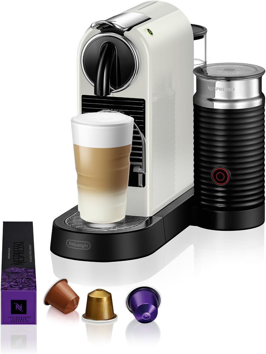 Nespresso EN167.W Citiz Kapsel-Espressomaschine, Hochdruckpumpe und ideale Temperaturkontrolle, ohne Aeroccino (Milchschäumer), Energiesparfunktion, 1260 W, Cremeweiß, 37,4 x 11,9 x 25,5 cm
