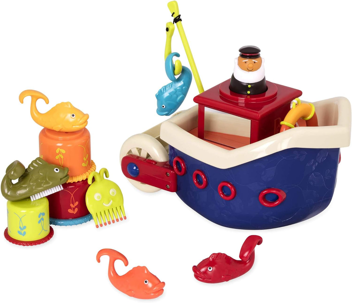 B. Spielzeug 13-teiliges Badewannenspielzeug für Kinder mit Boot, Stapelglas, Fisch, Angelspielspielzeug für Kinderbadewanne ab 1 Jahr Toys Bebe Naty Shop Standardtitel