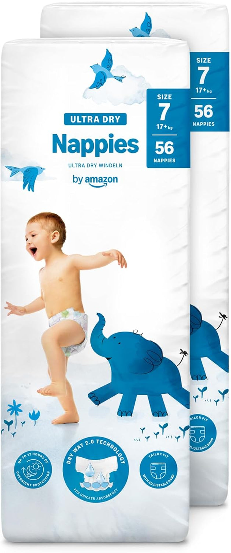 Amazon Ultra Dry Windeln, Größe 3 (4–9 kg) – Monatsbox, Weiß, 172 Stück (2 Packungen à 86 Stück) (ehemals Mama Bear, identisches Produkt)