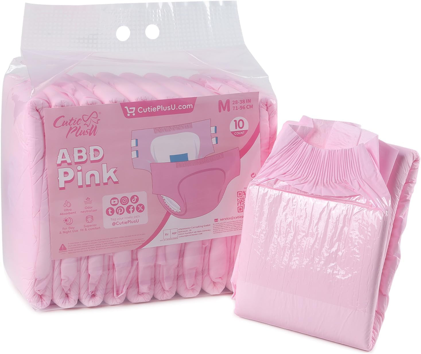 CutiePlusU Windeln für Erwachsene, 10er-Pack Einweg-Inkontinenzhöschen mit Schlaufen für Damen und Herren, maximale Saugfähigkeit über Nacht – Blau (große Größe 94–119 cm)