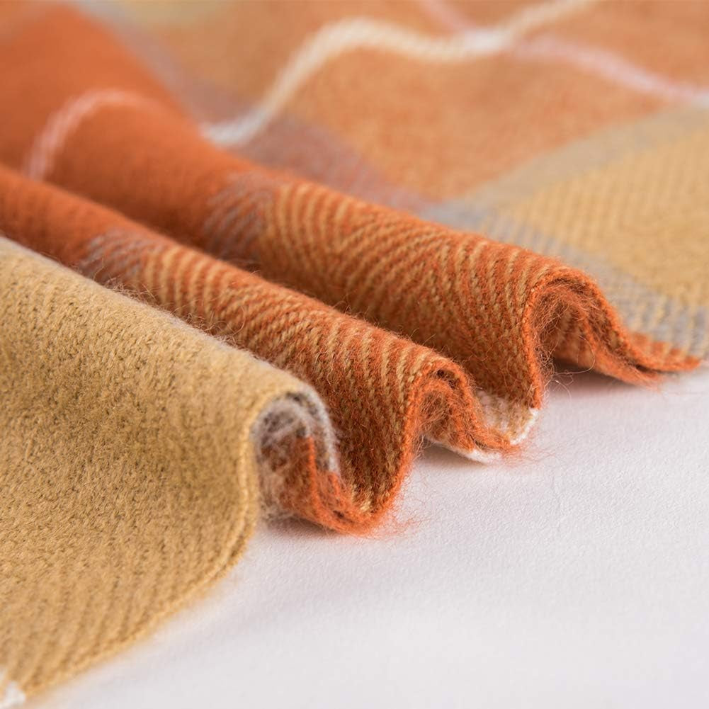 G Lake Orange karierte Decke, Überwurf, Acryl, weich, wendbar, Tagesdecke mit farbigen Fransen, Geschenk für Weihnachtsdekorationen, 127 cm B x 170,2 cm L-Pumpkin Orange Betten und Decken G Lake