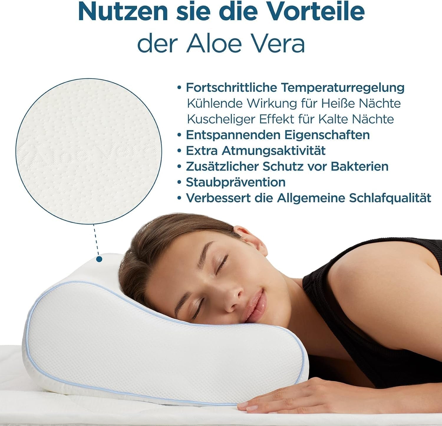 ORTHOVERSE Orthopädisches Kissen – Nackenstützkissen, Schlafkissen, Kopfkissen, Memory-Schaum-Kissen, Kopfkissen, Nackenschmerzkissen – höhenverstellbar, Aloe Vera-Bezug, medizinisches Hilfsmittel Naty Shop Cervical Orthopedic Pillows