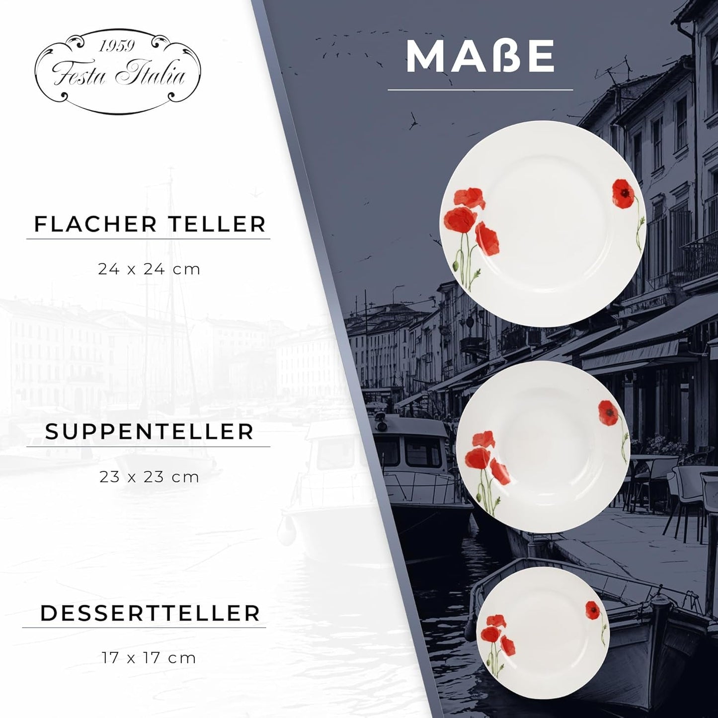 Geschirr-Set für 6 – 18-teilig – Porzellan-Geschirr-Set – weißes Geschirr-Set – Schüssel- und Teller-Set – modernes Geschirr – Teller – Tischservice – Geschirr-Set für 6