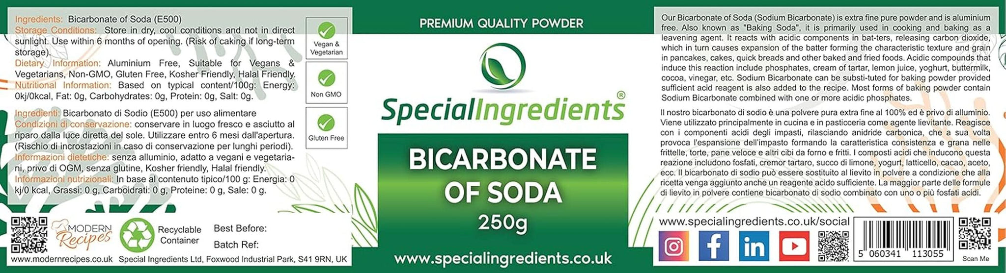 Besondere Inhaltsstoffe Natriumbikarbonat – Premium Qualität Extra Fine Powder, Vegan, Gvo-Frei, Glutenfrei – Recycelbarer Behälter Kitchen Naty Shop