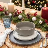 SÄNGER Leeds | 12-teiliges Steinzeug-Geschirrset, 4-Personen-Essteller-Set (4 Speiseteller, 4 Dessertteller, 4 Schüsseln), farbenfrohes, kratzfestes Geschirr | DIE VALUE-KOLLEKTION