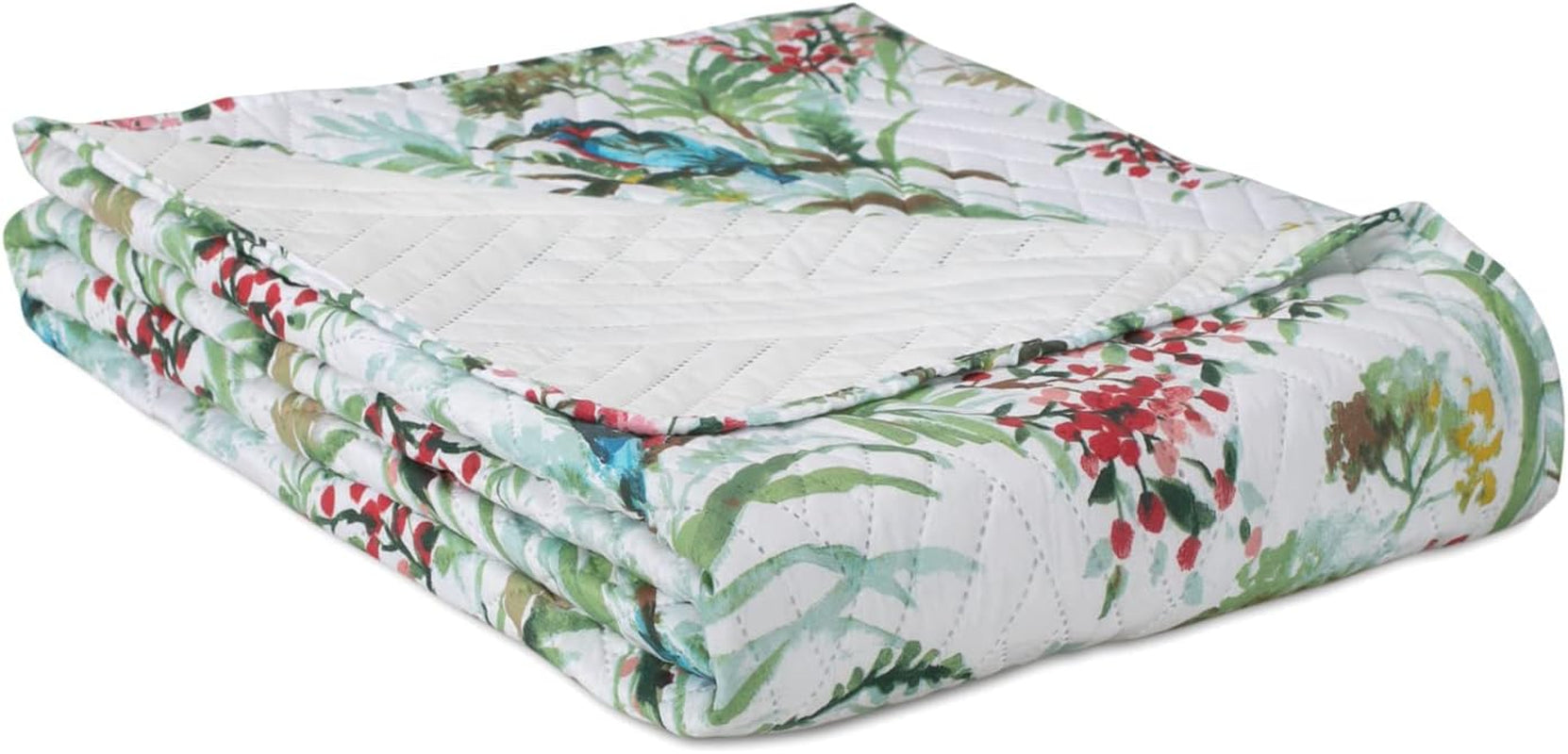 Ameliahome Tagesdecke Tagesdecke 260 x 280 cm, doppelseitig, pflegeleicht, Steppung, Pflanzenmuster, Vogelmuster, mehrfarbig, Eisvogel, Betten und Decken. Besuchen Sie den AmeliaHome-Store