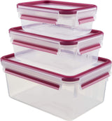Emsa 515585 Lebensmittel-Clip & Verschluss | 3-teiliges Set | Kunststoff | transparent / grün | 0,55 / 1 / 2,2 Liter Frischhaltedosen Naty Shop Raspberry 0,55 L+1,00 L+ 2,20 L