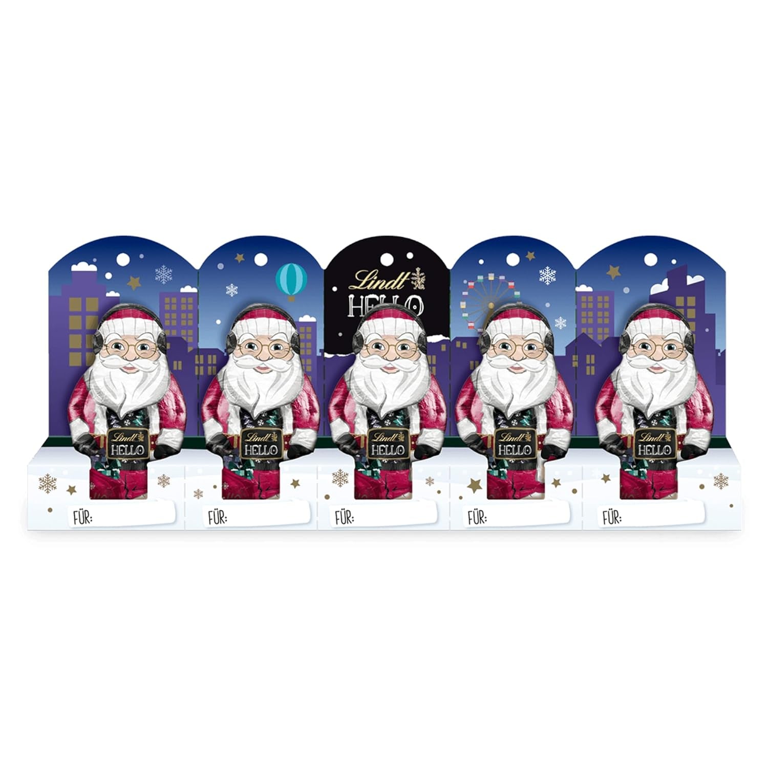 Lindt-Schokolade | HALLO Mini-Weihnachtsmann | 50g | 5 Mini Moși Moși (je 10g) aus feiner Vollmilchschokolade | Weihnachtliche Schokoladenfiguren für Groß und Klein