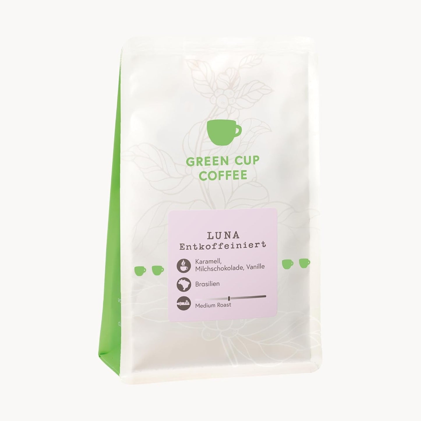 Kaffee – Luna I 100 % Arabica – entkoffeiniert I Kaffeebohnen 250 g I Ideal für Moka-Wasserkocher, Siebträger, automatische Kaffeemaschine, gebrühten Kaffee und French Press mit süßen und Schokoladenaromen I Mittlere Röstung