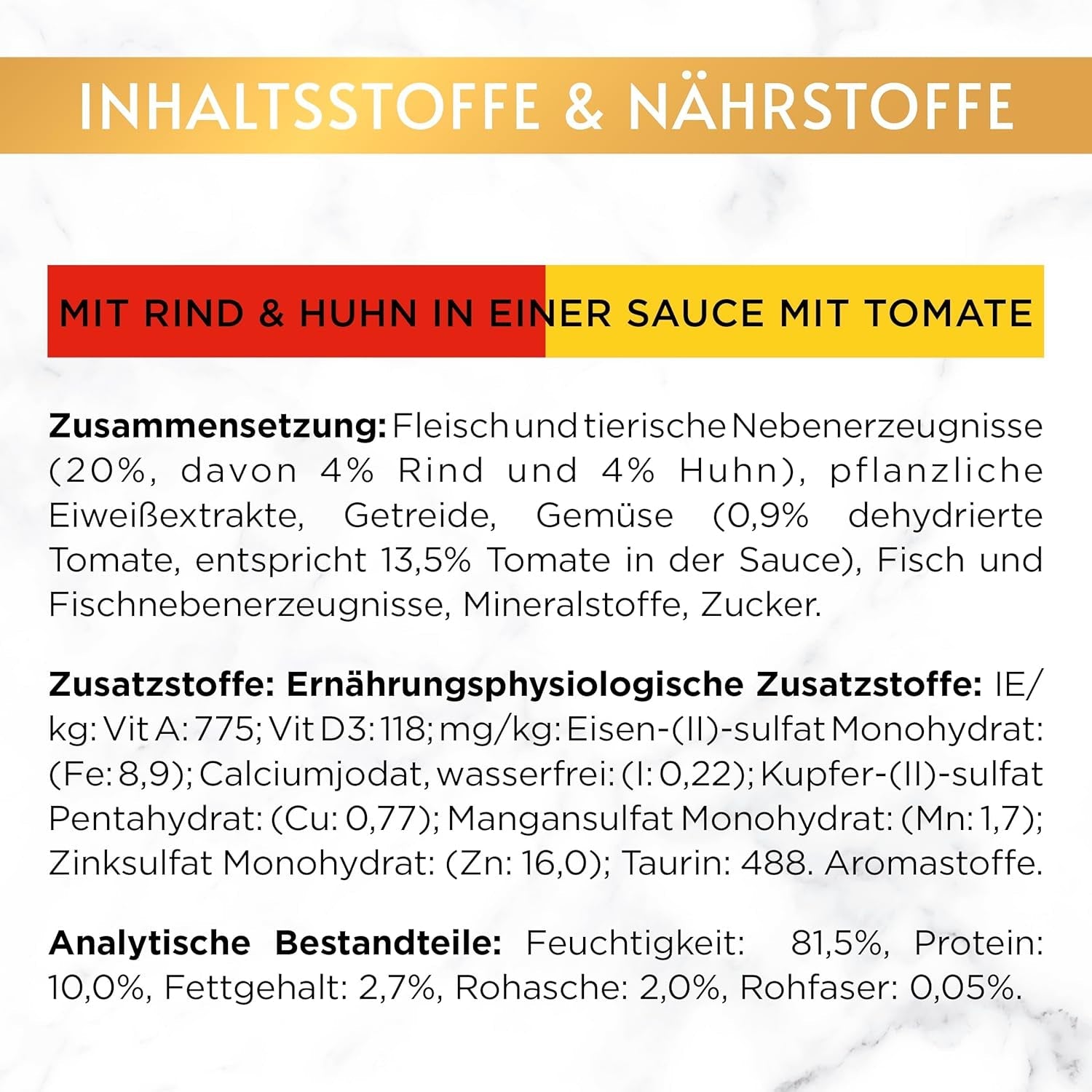 Gourmet Gold Délicatesse en Sauce Rind- und Hühnernassfutter für Katzen, 12er-Pack (12 x 85 g)