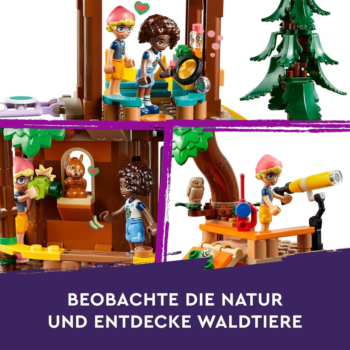 LEGO Friends Baumhaus im Abenteuercamp, Spielset für Mädchen und Jungen ab 8 Jahren mit 5 Figuren und 5 Tieren, Geschenkidee für kreative Spiele, Sportspielzeug, Puppenhaus 42631 Bausets Besuchen Sie den LEGO-Store