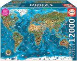 Educa – Wunder der Welt, Puzzle 12000 Teile für Erwachsene und Kinder ab 14 Jahren, Weltkarte (19057) Puzzle Naty Shop Standardtitel